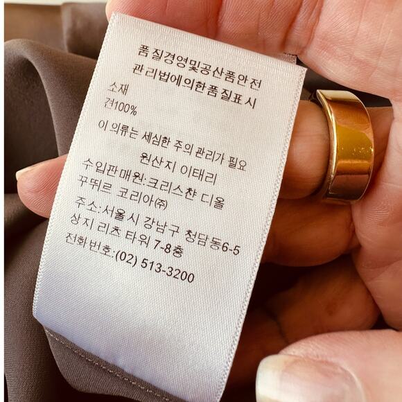 Christian Dior 100% Silk Taupe Brown Multi-Tonal Shimmer Button Blouse 14 - Picture 11 of 13